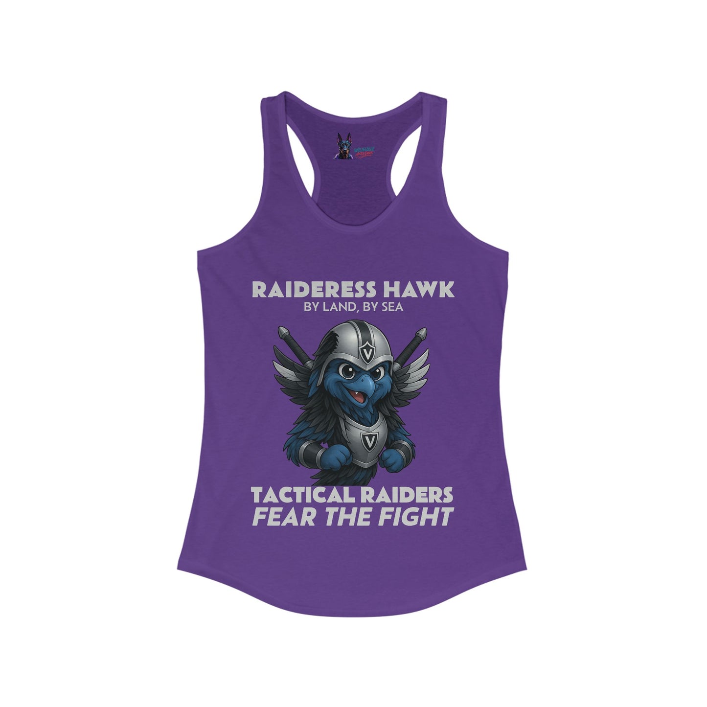 Wylieville After Dark: Raideress Hawk Fear the Fight (GRY), Women's Racerback Tank