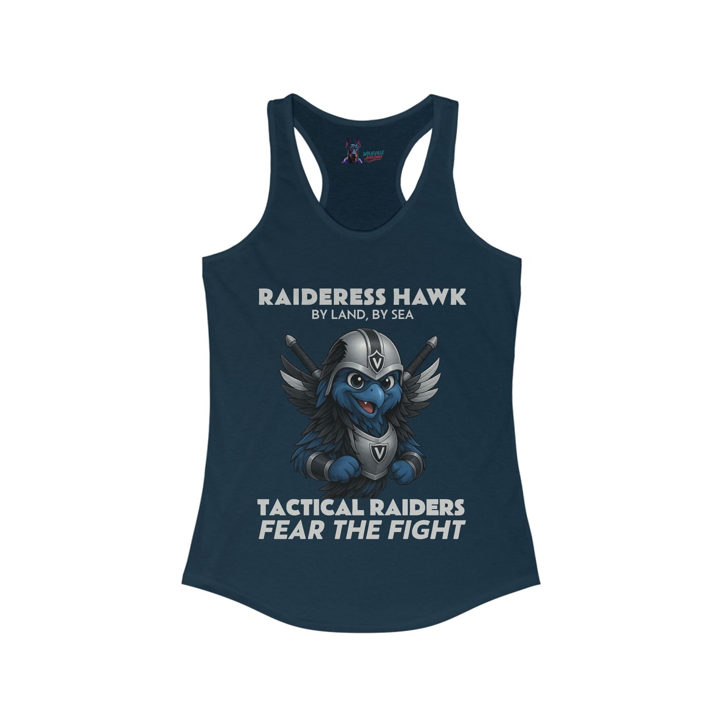 Wylieville After Dark: Raideress Hawk Fear the Fight (GRY), Women's Racerback Tank