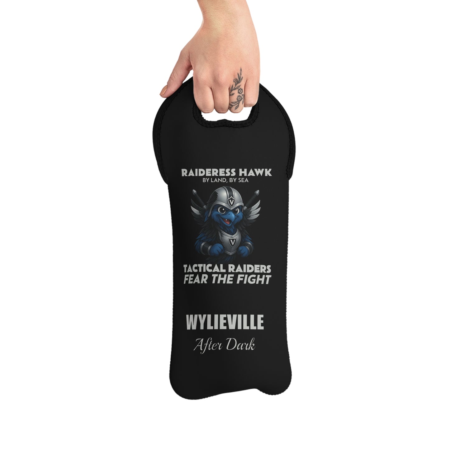 Wylieville After Dark: Raideress Hawk Fear the Fight Wine Tote Bag: