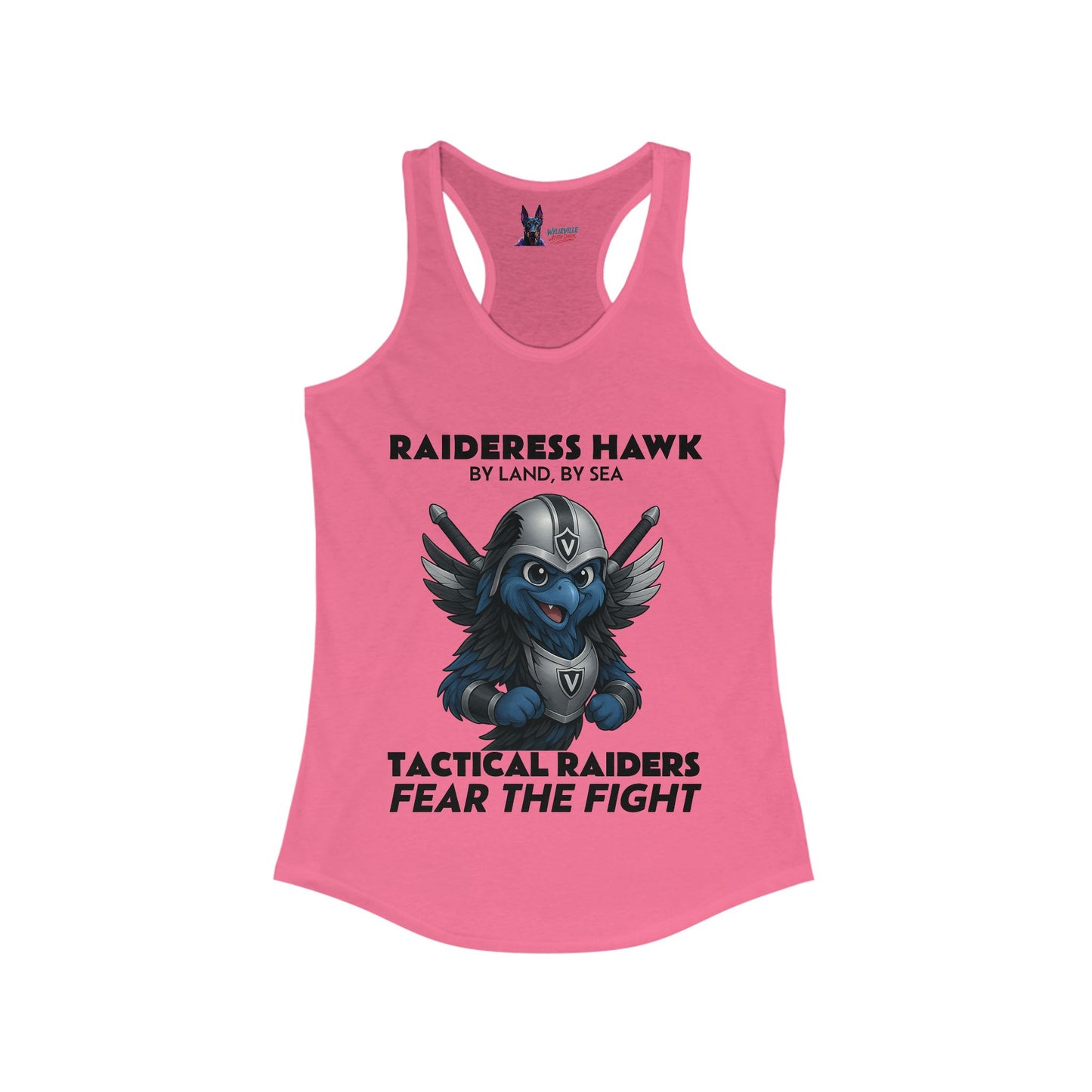 Wylieville After Dark: Raideress Hawk Fear the Fight (BLK), Women's Racerback Tank