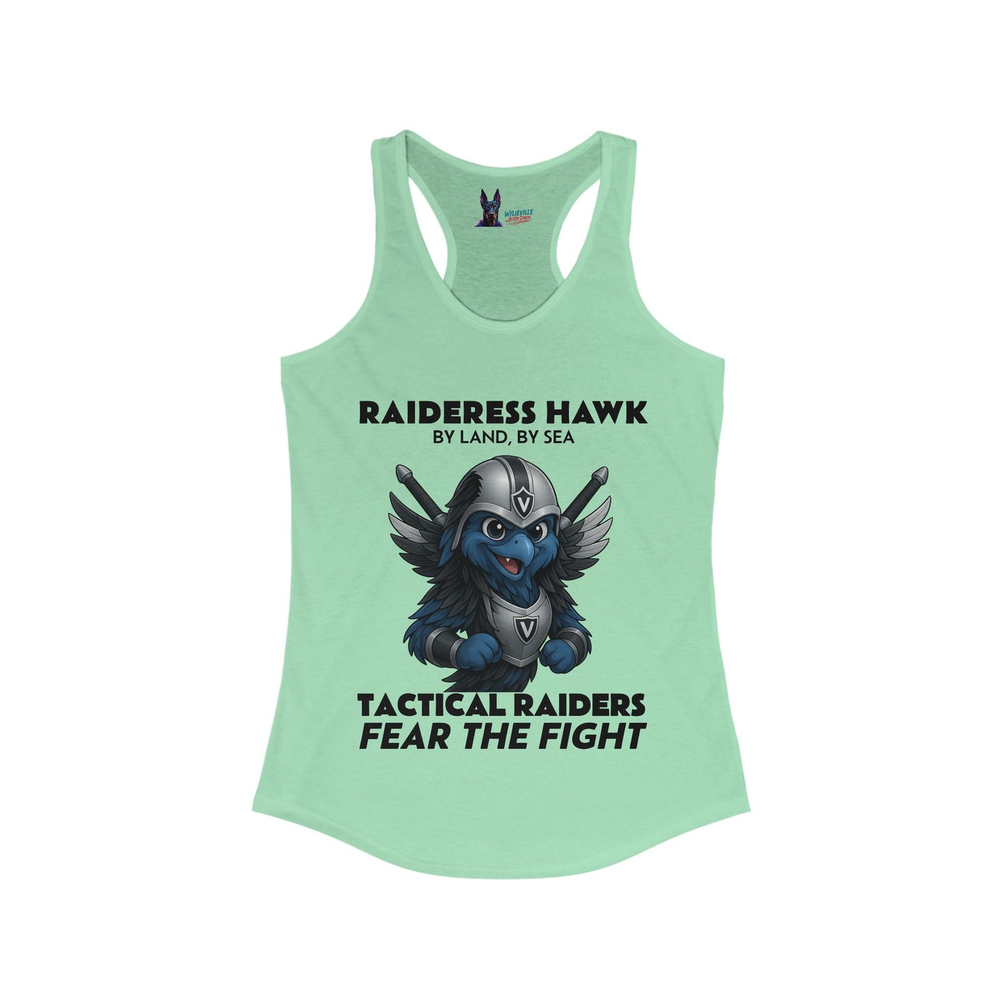 Wylieville After Dark: Raideress Hawk Fear the Fight (BLK), Women's Racerback Tank
