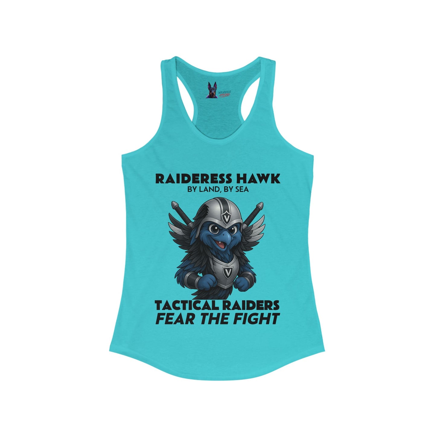 Wylieville After Dark: Raideress Hawk Fear the Fight (BLK), Women's Racerback Tank