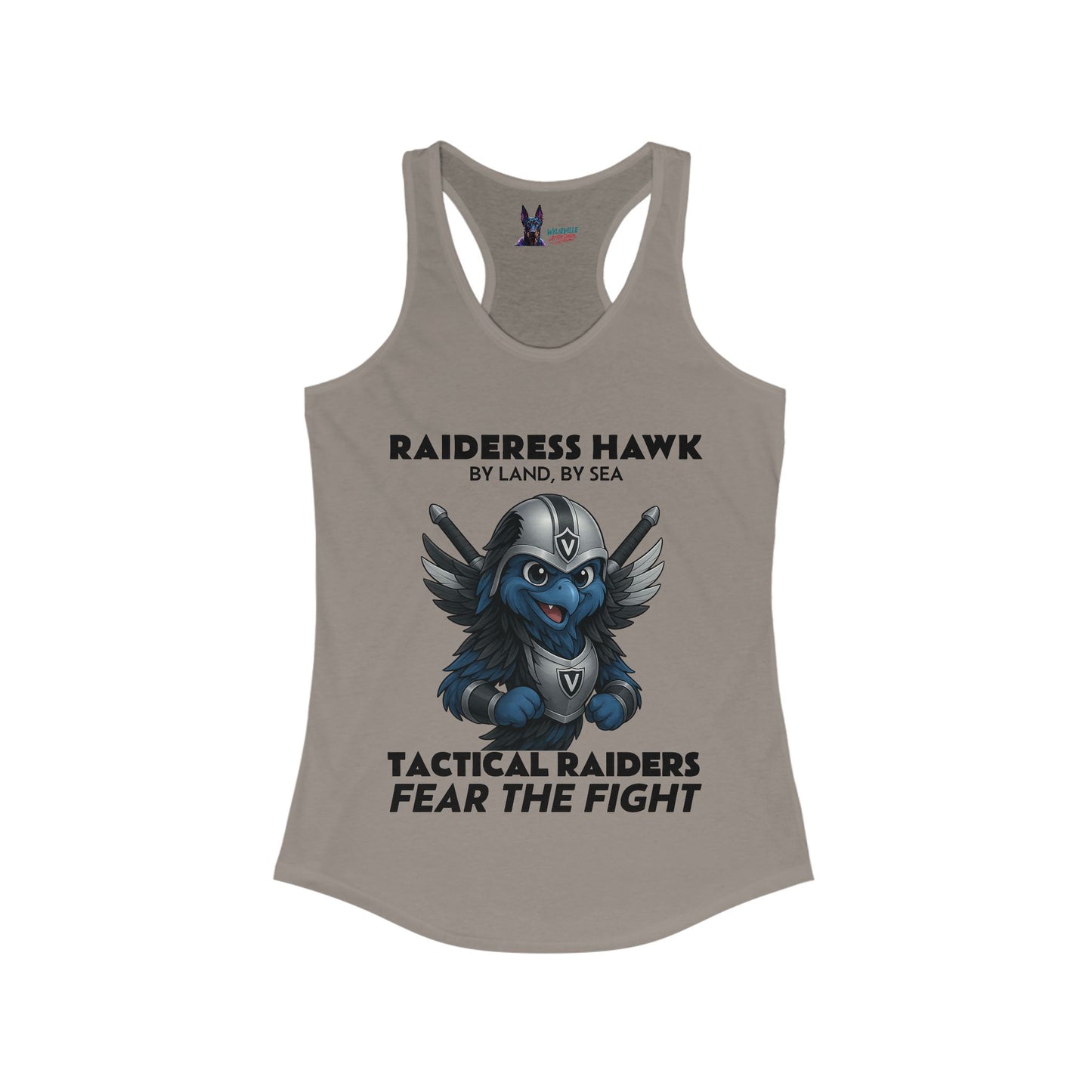 Wylieville After Dark: Raideress Hawk Fear the Fight (BLK), Women's Racerback Tank