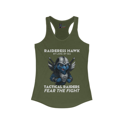Wylieville After Dark: Raideress Hawk Fear the Fight (GRY), Women's Racerback Tank