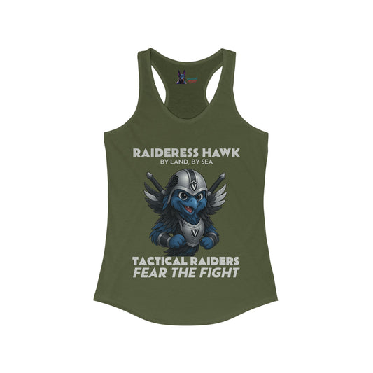 Wylieville After Dark: Raideress Hawk Fear the Fight (GRY), Women's Racerback Tank