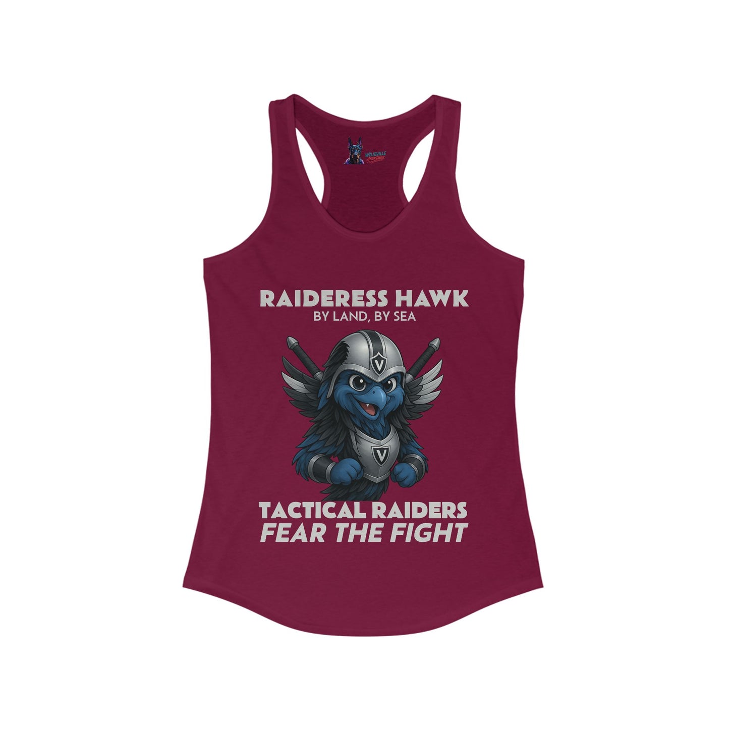 Wylieville After Dark: Raideress Hawk Fear the Fight (GRY), Women's Racerback Tank