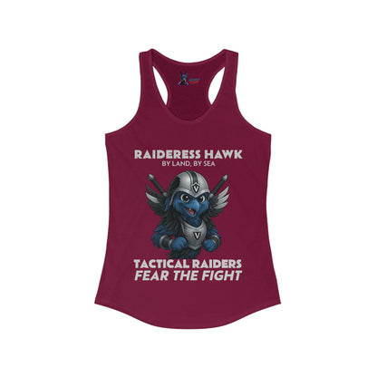 Wylieville After Dark: Raideress Hawk Fear the Fight (GRY), Women's Racerback Tank