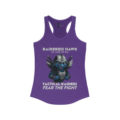 Wylieville After Dark: Raideress Hawk Fear the Fight (GRY), Women's Racerback Tank