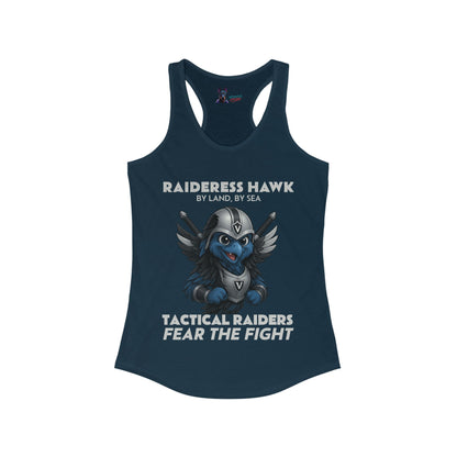 Wylieville After Dark: Raideress Hawk Fear the Fight (GRY), Women's Racerback Tank