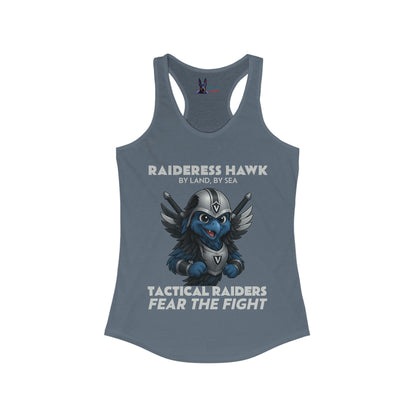 Wylieville After Dark: Raideress Hawk Fear the Fight (GRY), Women's Racerback Tank