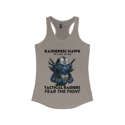Wylieville After Dark: Raideress Hawk Fear the Fight (BLK), Women's Racerback Tank